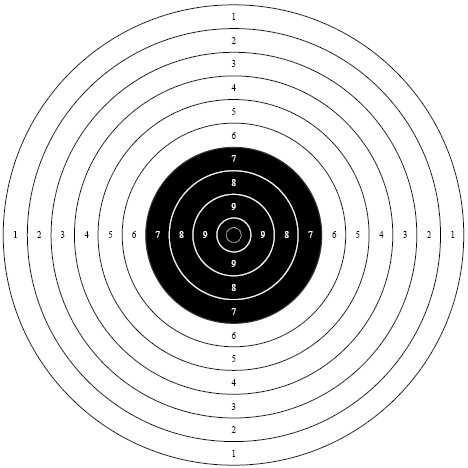 Мишень №9 для пневматических пистолетов 10 м, 170х170 мм, 50 шт